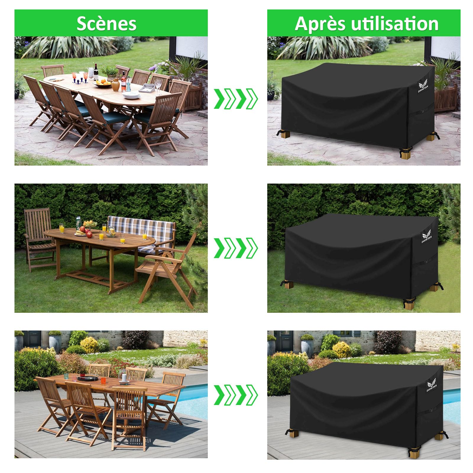 Housse Canapé Extérieur 600D Oxford Protection Anti-UV Banc Jardin 134x66x63/89cm
