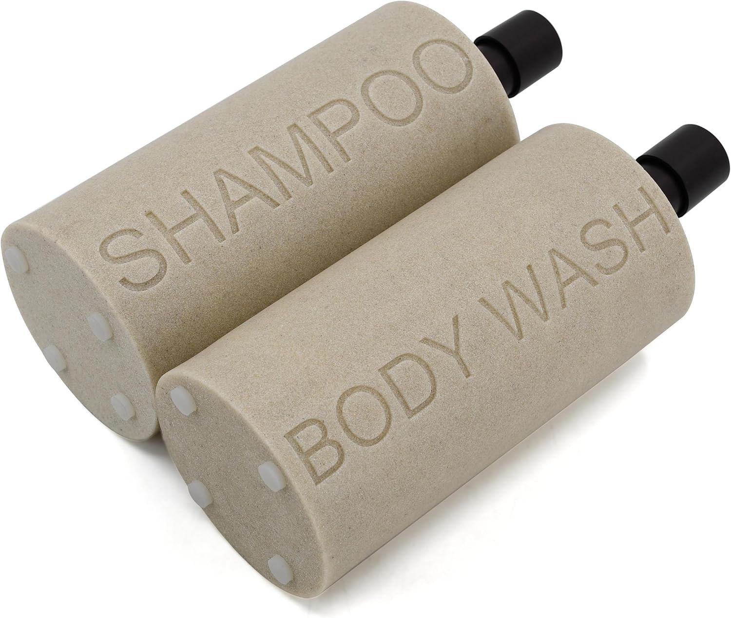 Resin 2 Pack Shampoo, Conditioner or Body Wash Dispenser Set, Luxurious Refillable Pump Bottles with Matte Pump Top and Embossed Text, Durable Design for Bathroom and Shower