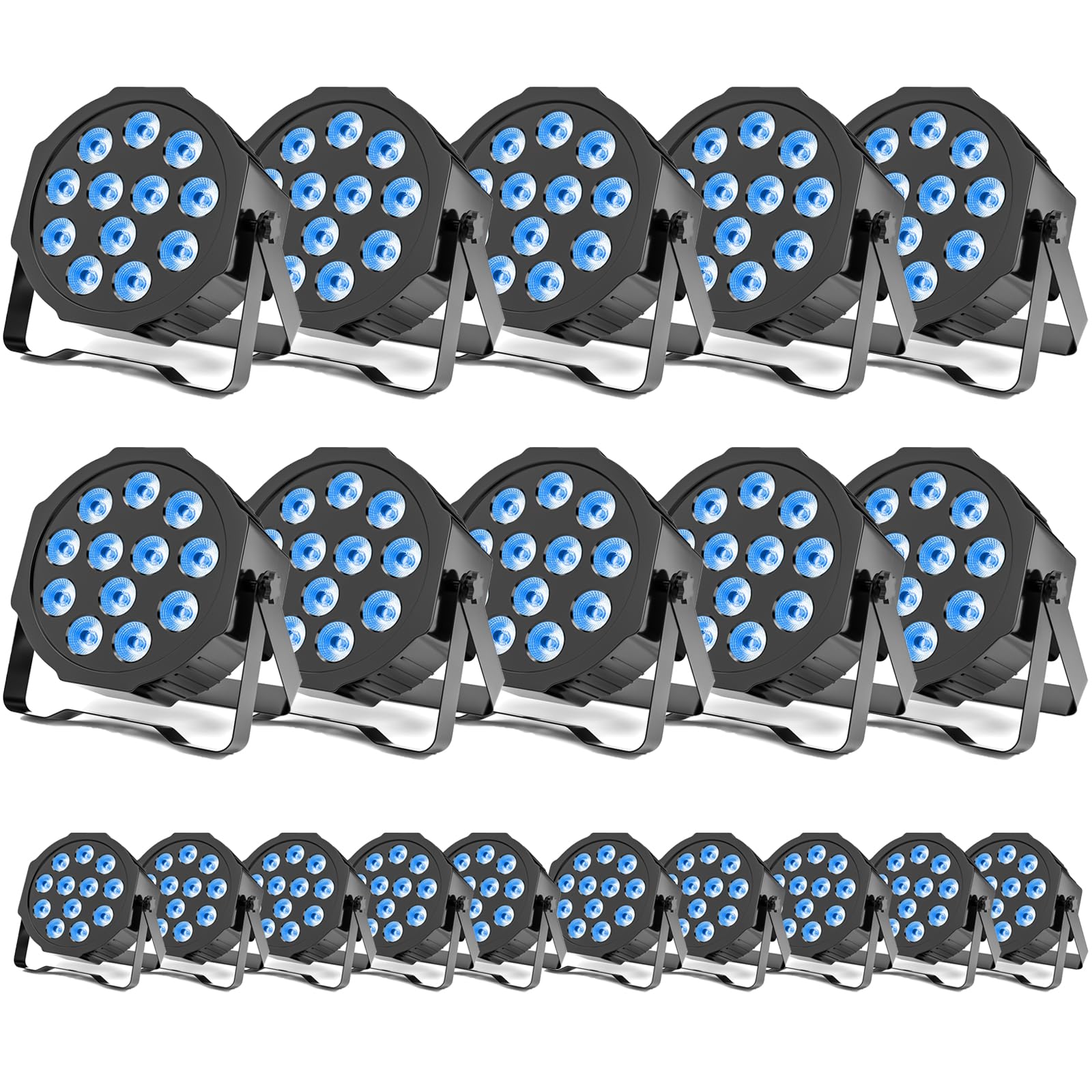 20PCS LED Par Akku RGBW, Wiederaufladbare 12 LED Par Licht mit Fernbedienung und Timer-Funktion, LED Strahler Akku Par 7 Beleuchtung Modi für Hochzeit Bar DJ Show Disco
