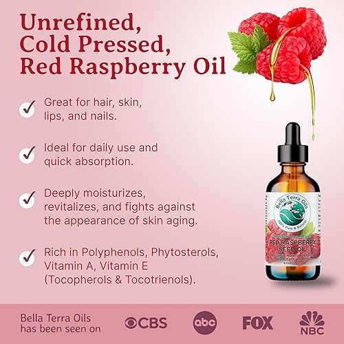 Miniatura 2 de Bella Terra Oils Aceite de semilla de frambuesa roja 1 galón, propiedades UV naturales, piel radiante, alto en antioxidantes