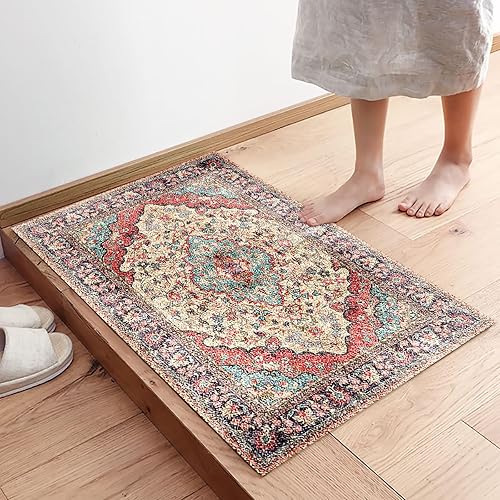 Miniatura 5 de Tapete rojo contemporáneo para cocina, baño, tapete para puerta de piso, lavable, tapete de entrada de bienvenida, tapete absorbente para pasillo,