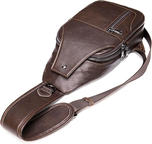 Miniatura 84 de LUKZIJAES Bolso bandolera de cuero genuino para hombre marrón (#1-Brown)