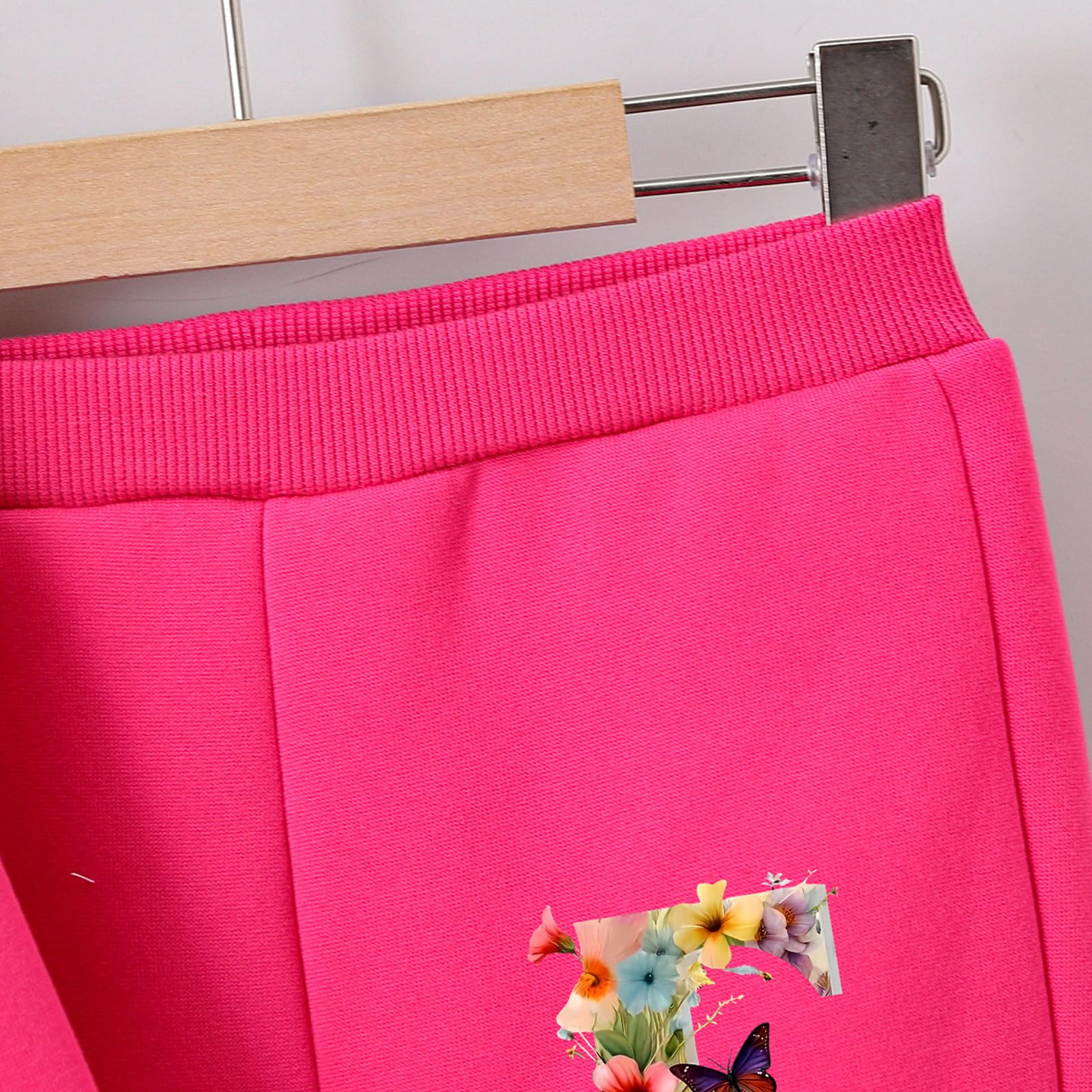 Dres treningowy dla dziewczynek, 2-częściowy dres do biegania z motylem, bluza z kapturem i spodniami sportowymi, zestaw odzieży w ciepłe kwiaty