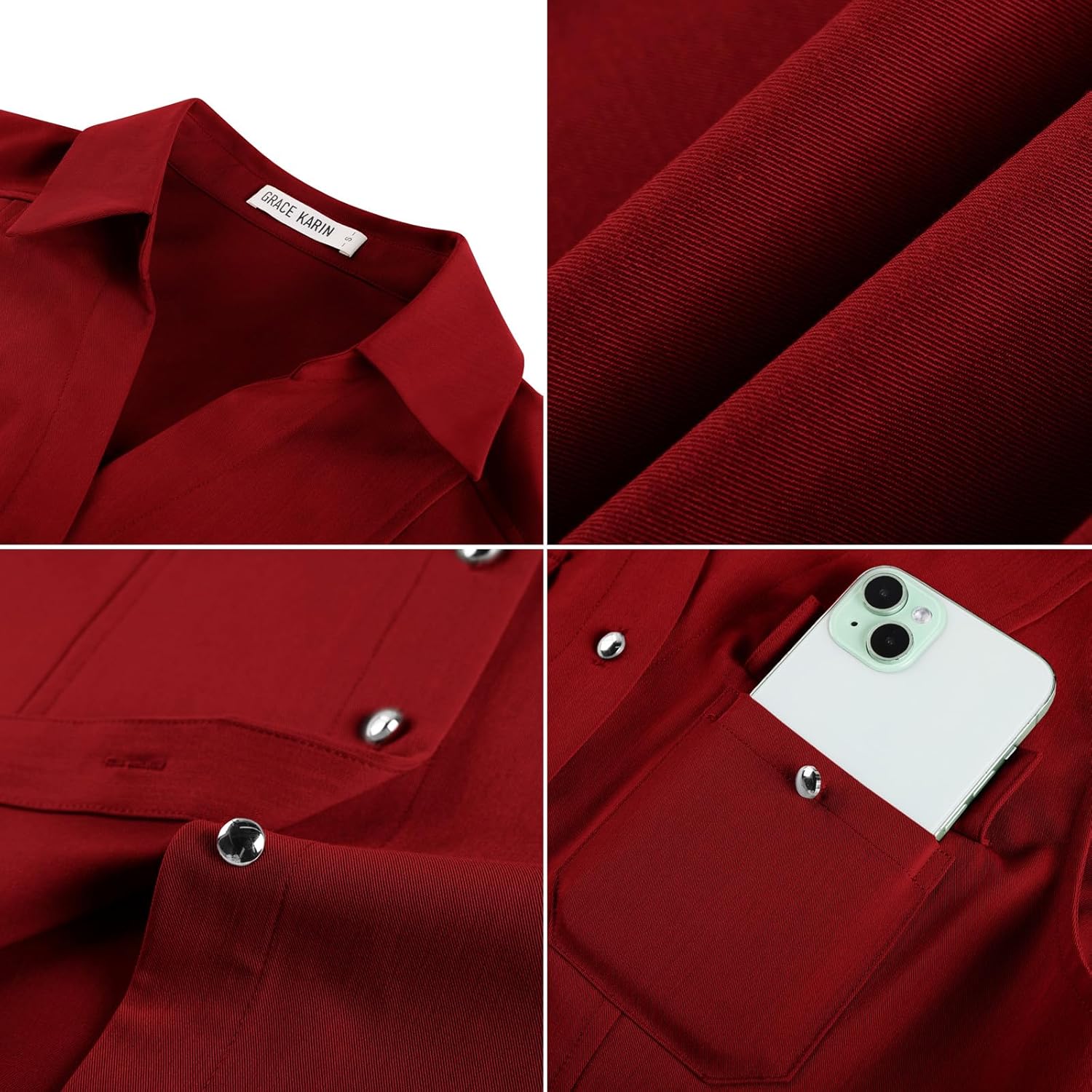 GRACE KARIN Women Sleeveless Button Down Shirts, Summer Solid Dressy Casual Blouse, V Neck Tank Top Business Work 2026 Trendy - Image 6