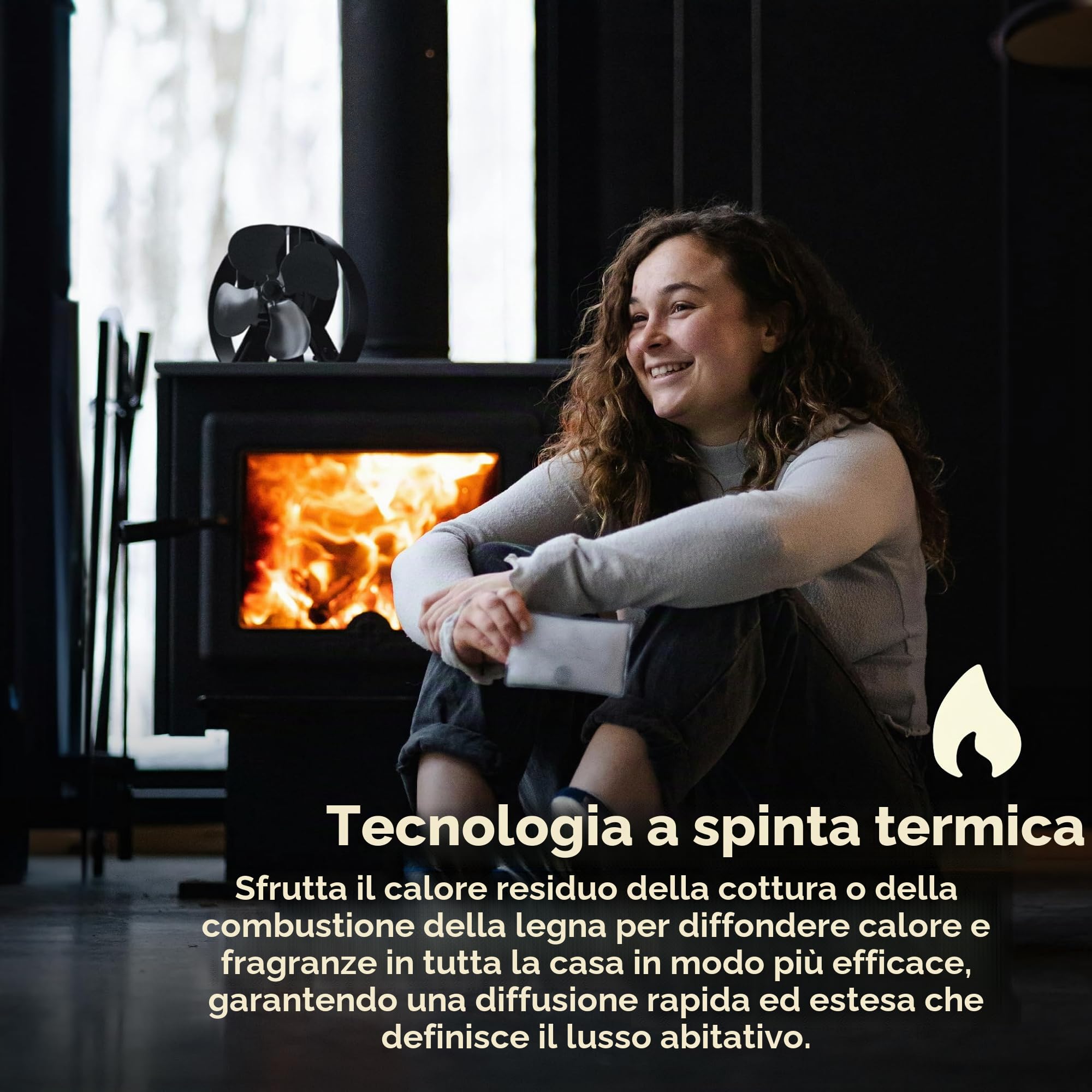 Forest Master Ventilatore per stufa Viking avanzato, potente design a 4 pale per una circolazione del calore ecologica in stufe a legna e caminetti (nero satinato, Viking Air)