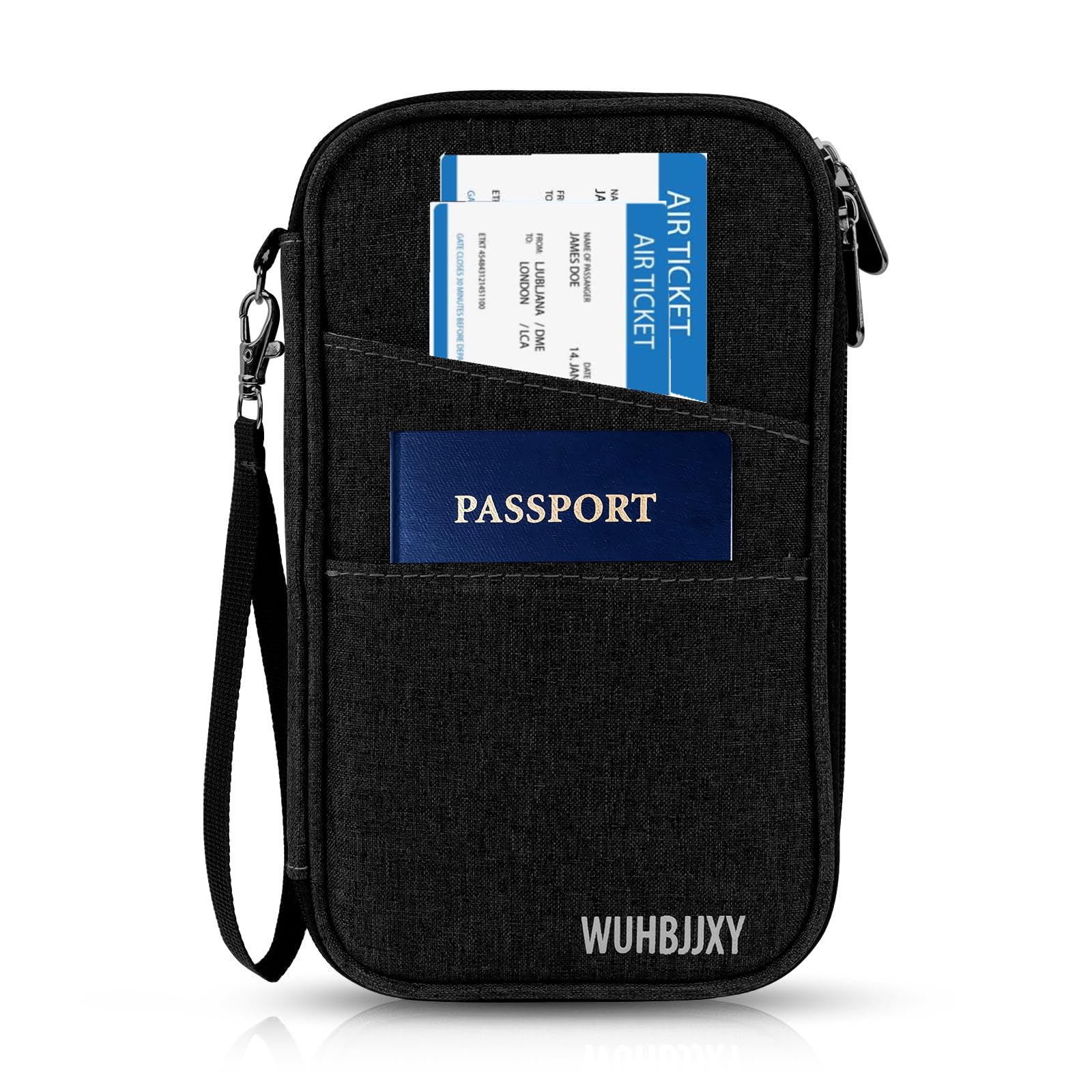 RFID Family Passport Holder, Travel Wallet, Travel Document Organizer, Passport Bag，Cheap,Multifunctional.(Black)