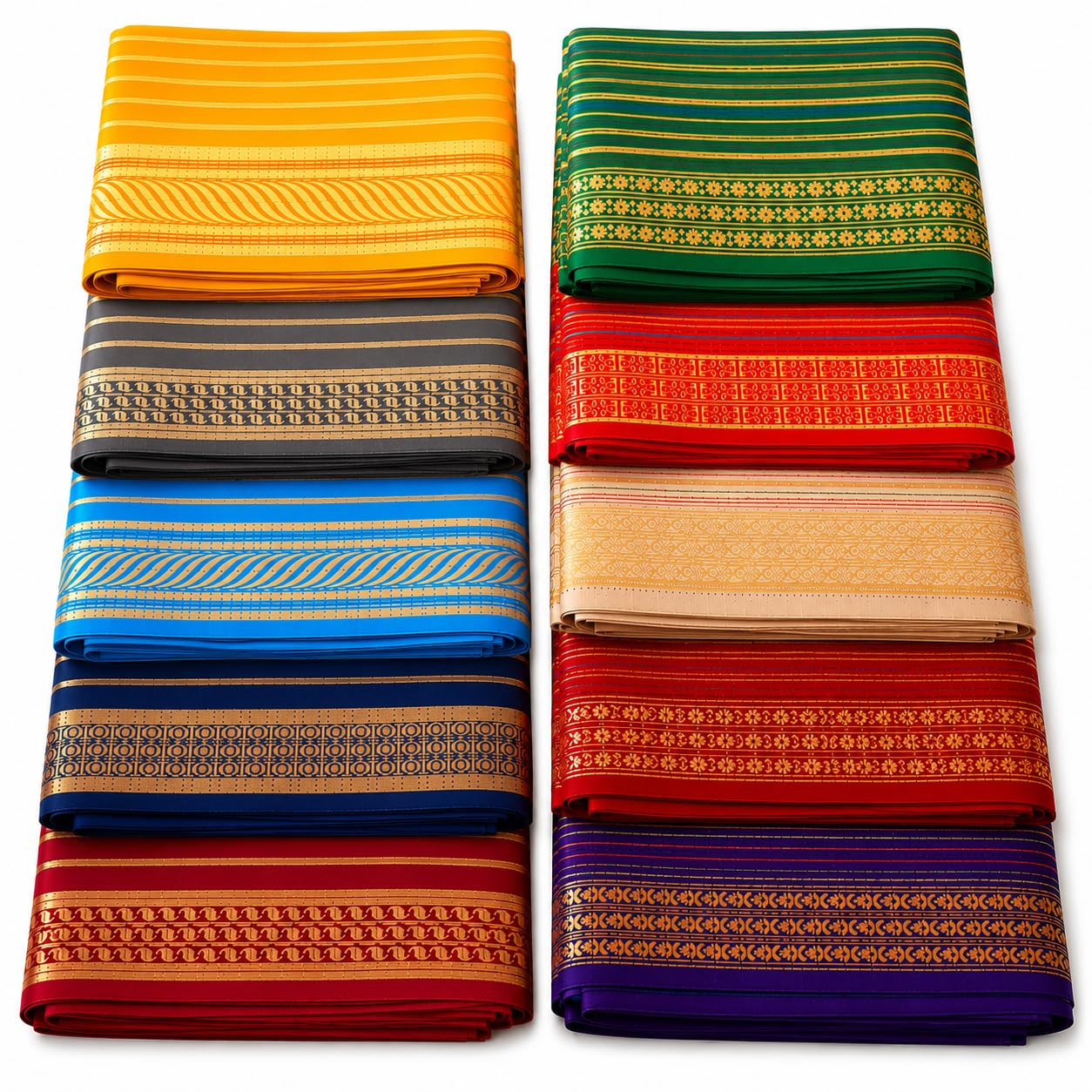 Women’s Terry Cotton Lining Blouse Piece Material | Unstitched Woven Zari Border Fabric | Mixed Colors | Pack of 10 | Suitable for Pooja, Wedding & Return Gifts.-image-10