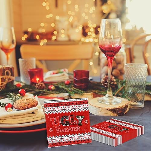Miniatura 7 de 100 servilletas de Navidad a granel de 3 capas desechables de papel para invitados de Navidad, toallas de mano desechables para Navidad, Año Nuevo,