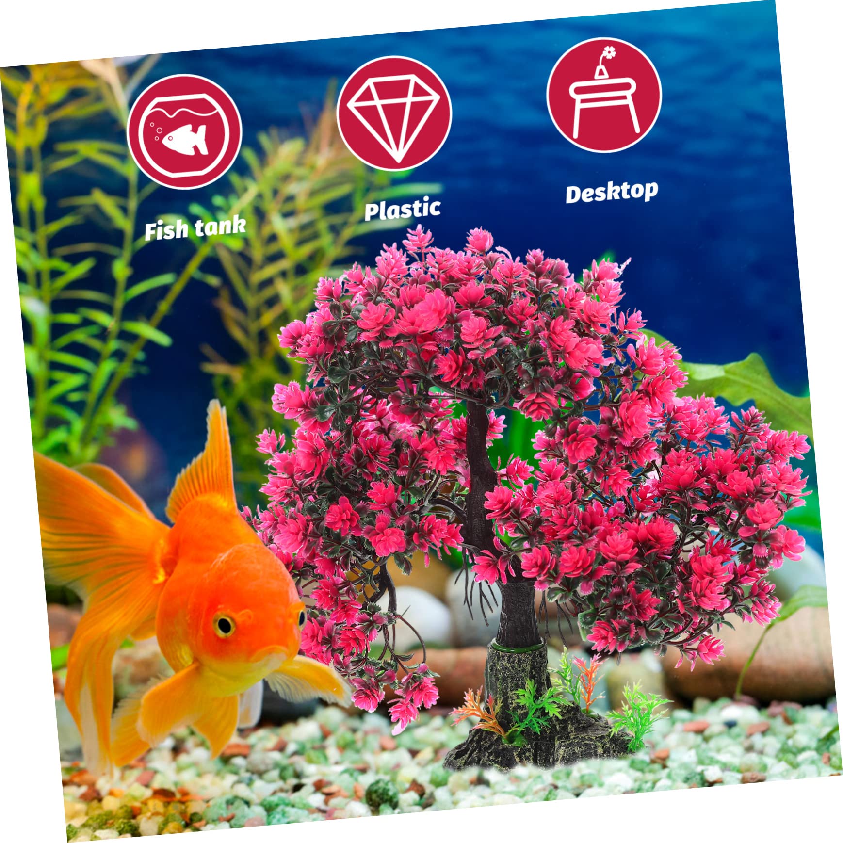 Yardwe Fish Tank Landscaping Tree Artificial Bonsai Potted Plants Artificial Decor Desktop Accessories Zen Garden Flower Resin Log Tree Branch Simulated Tree Landscape Decor Red Aircraft - Image 4