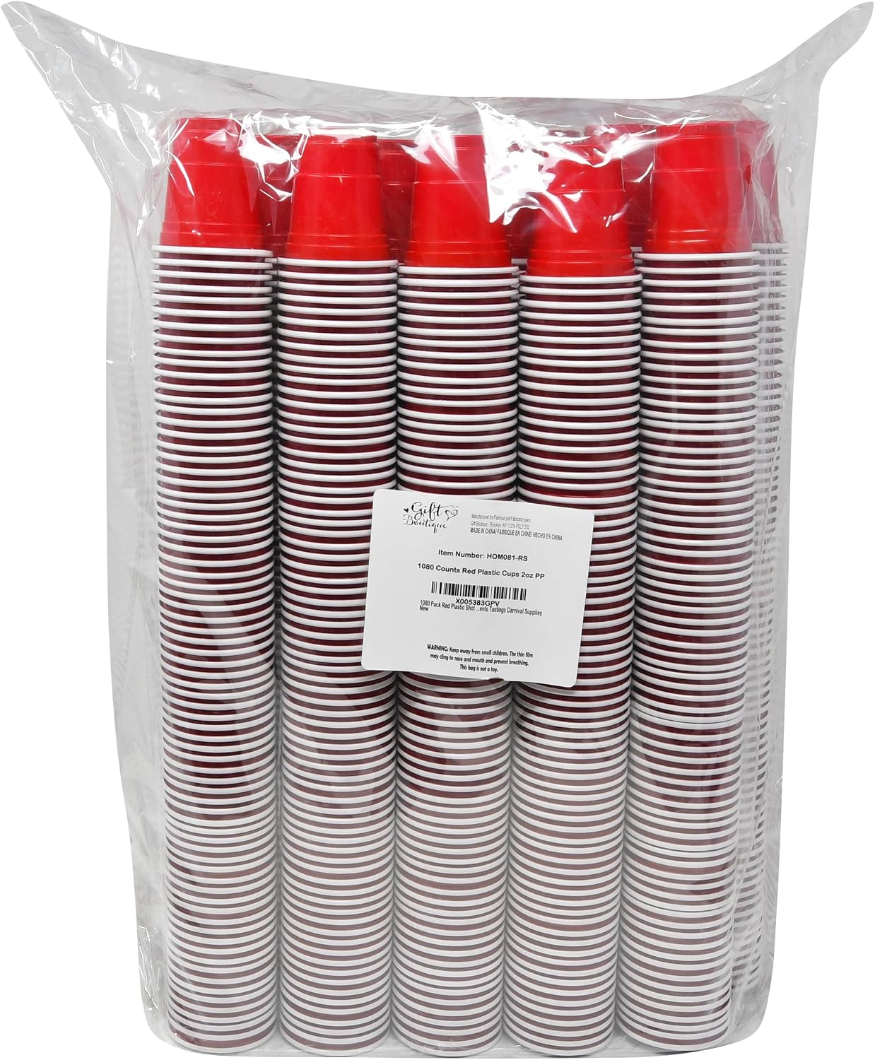 Gift Boutique 1080 Pack Red Plastic Shot Glasses 2oz Mini Disposable Party Drink Cups Bulk for Parties Events Tastings Carnival Supplies