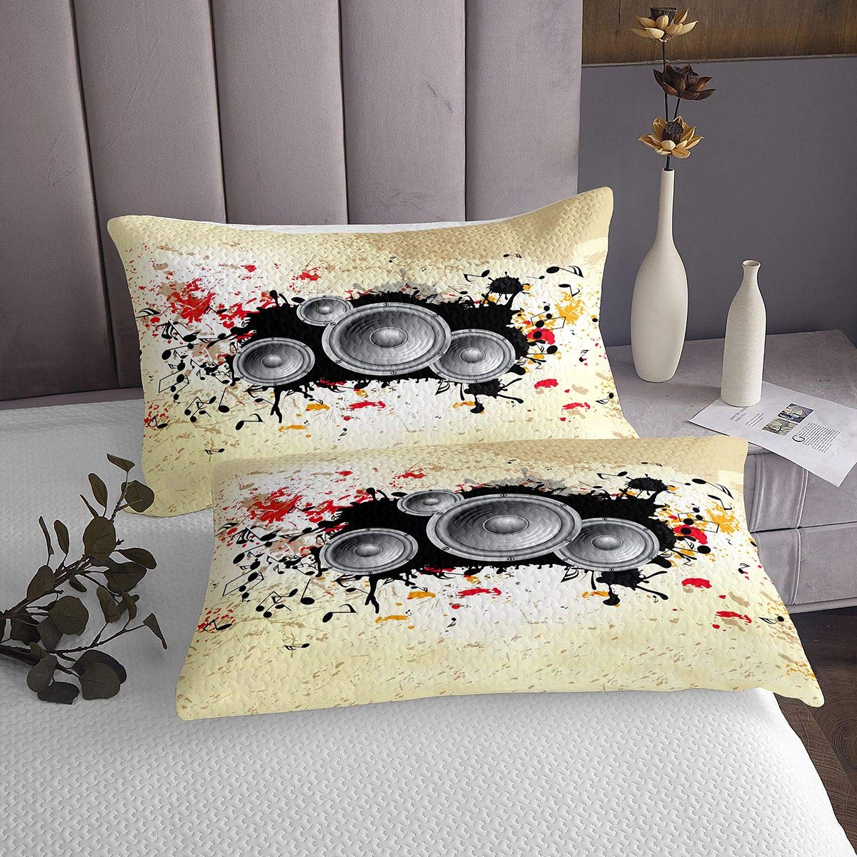 Musica Coverlet Set musicale trapuntato copriletto hip hop trapuntato trapuntato per bambini bambini ragazzi ragazze graffiti colorati grunge art microfibra trapuntato260x240cm