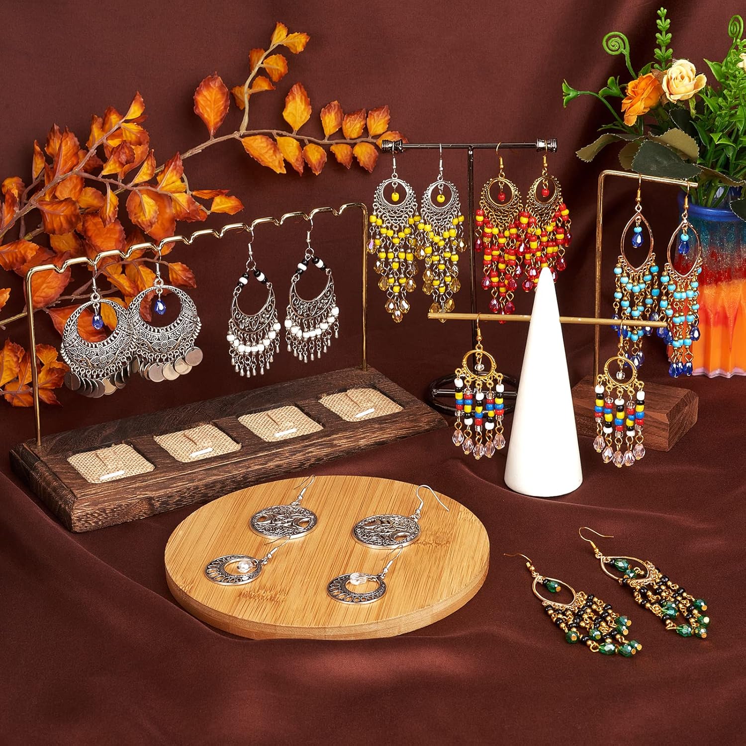 Ornaland 9 Pairs 9 Style Long Beaded Tassel Dangle Earrings Chandelier Coin Dangle Earrings Vintage Jewelry Gifts for Women - Image 5