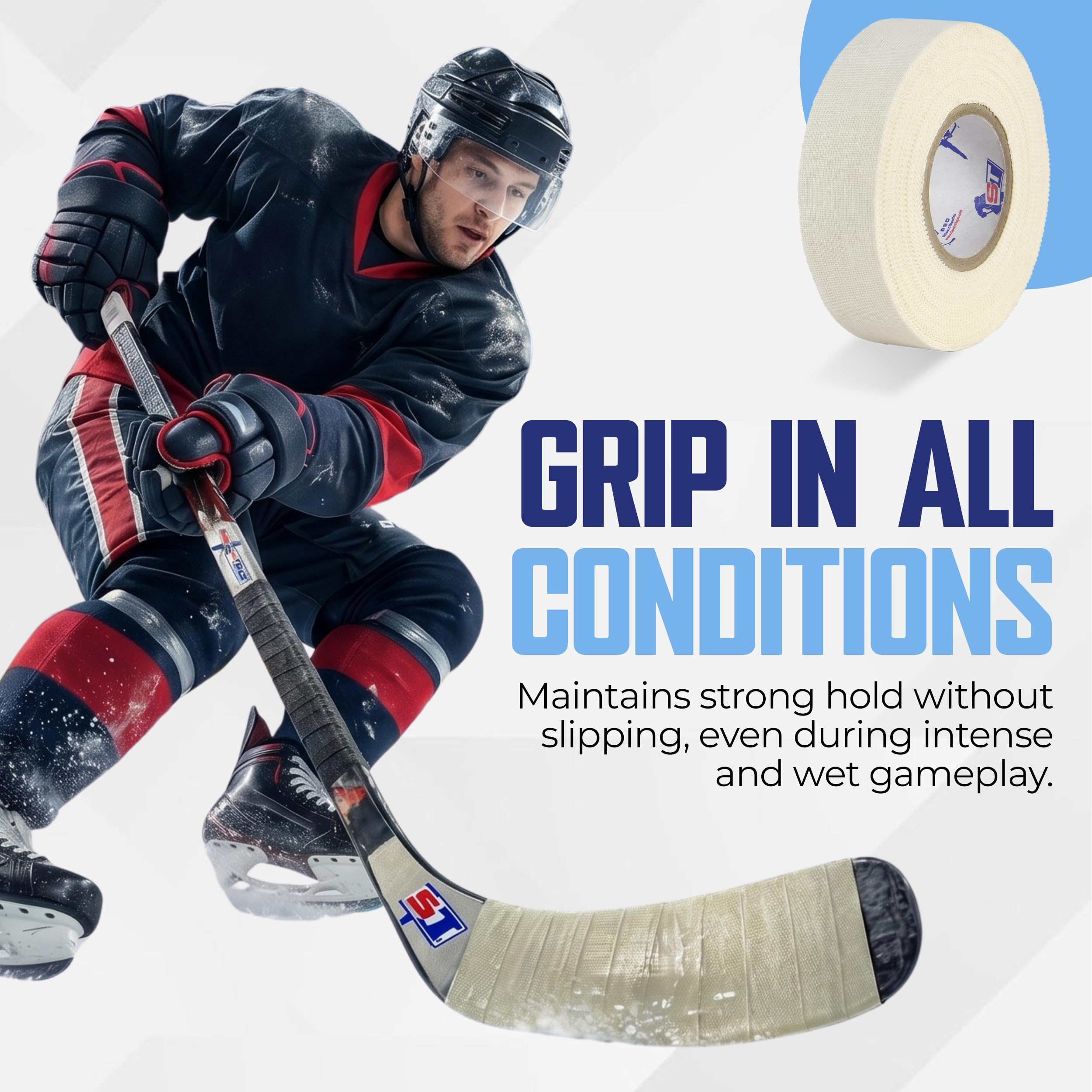 Sports Tape Taśma hokejowa, 6 rolek, szerokość 1 cal, długość 20 metrów (tkanina)