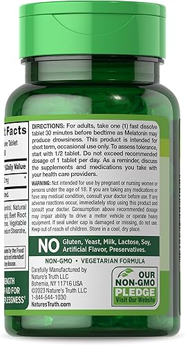 Miniatura 6 de Melatonina 12mg  60 tabletas de disolución rápida  Sabor natural de bayas  Vegetariano, sin OMG, sin gluten  por Nature's Truth