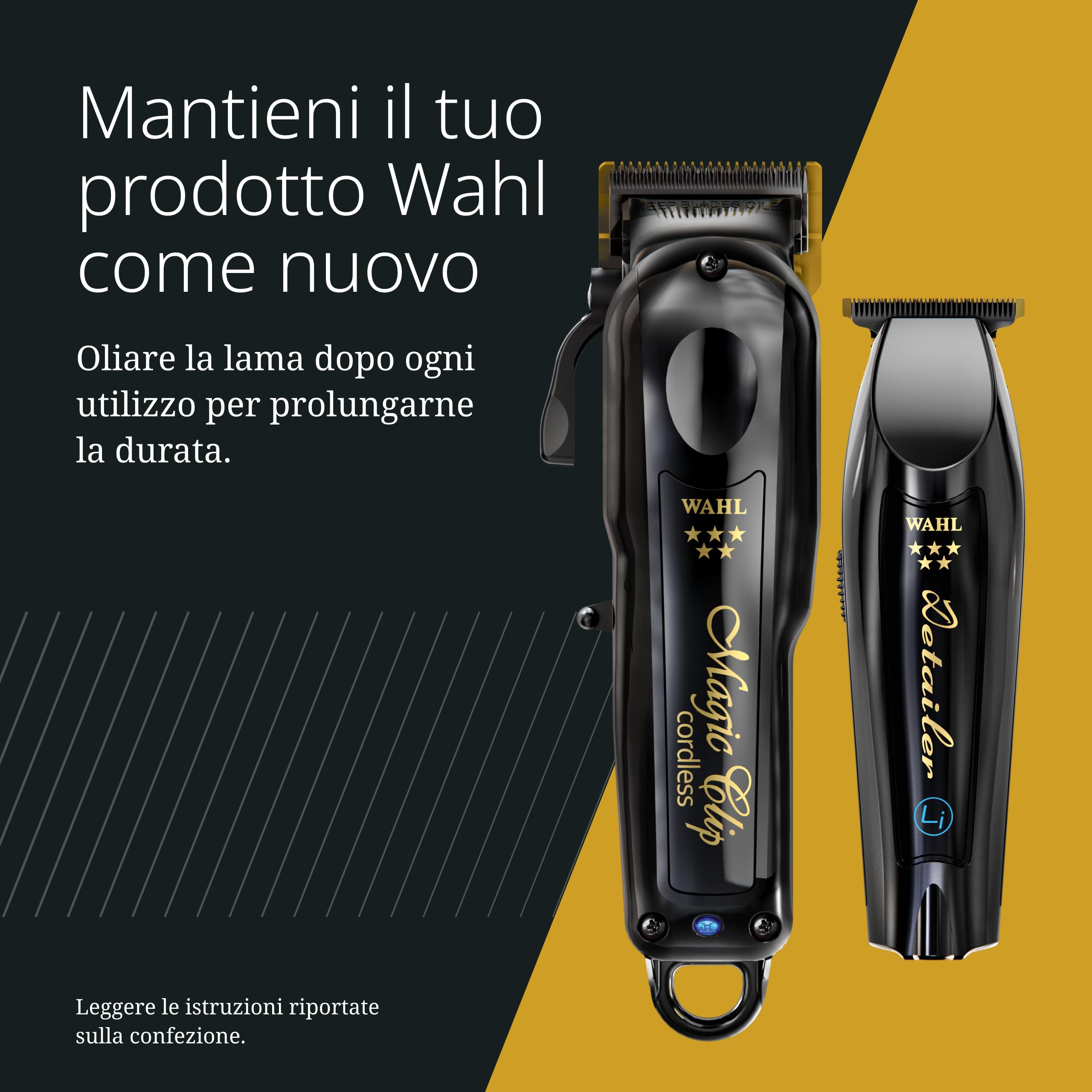 Wahl Cordless Barber Combo - Black Magic Clip & Detailer Li - Lame in titanio - 100 minuti di autonomia