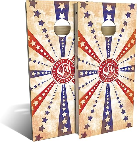 Slick Woody's Tablas de Cornhole de grado profesional  Juego patriótico de lanzamiento de madera maciza de grano de madera maciza de 4 x 2 pies con
