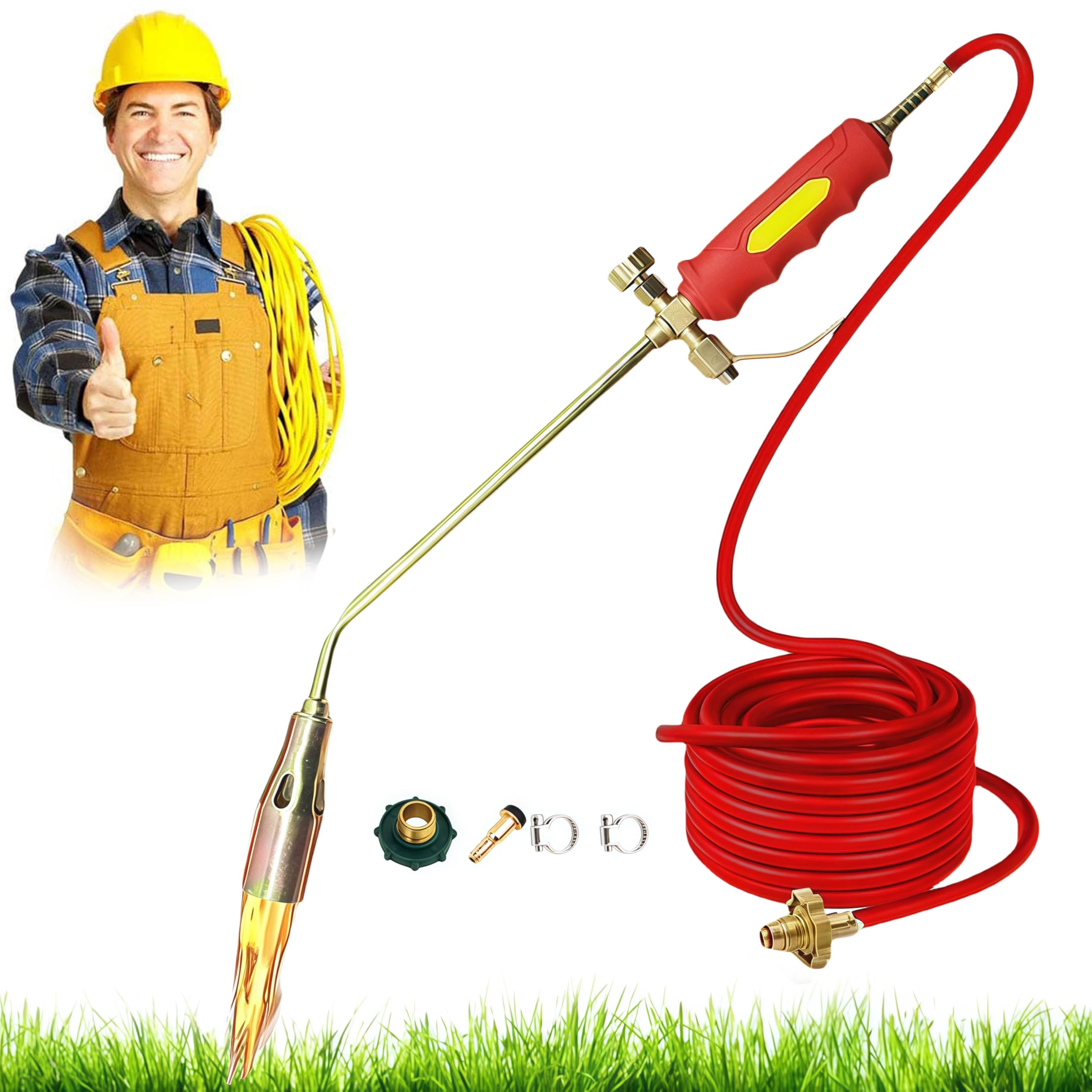 Antorcha de quemador de malezas para tanque de propano, kit de antorcha de propano resistente, lanzallamas portátil con manguera de 3.9/6.6/16.4 pies para uso doméstico y jardín