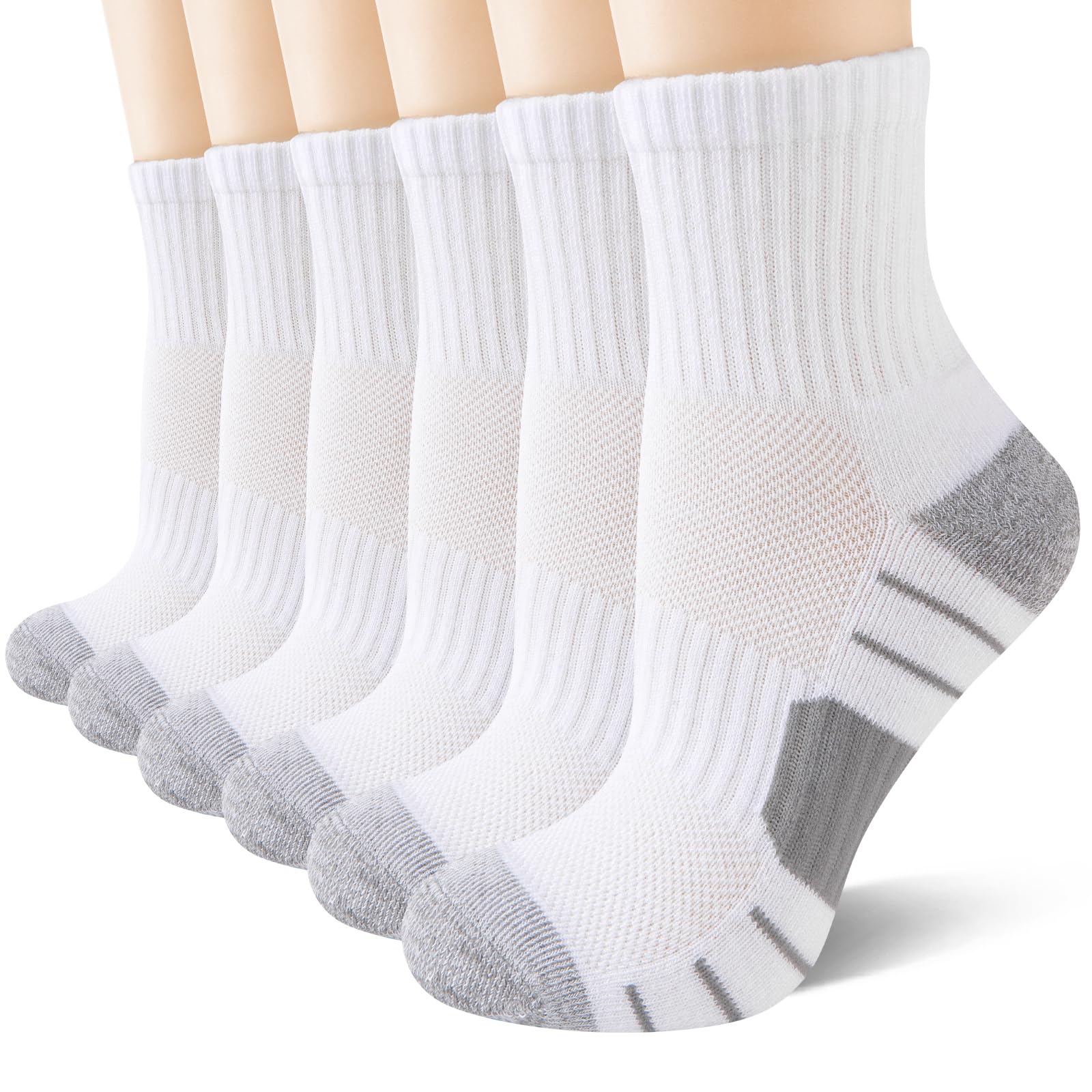 Men's Athletic Ankle Socks Cushioned Quarter Running Mini Crew Socks for Men 6 Pairs-image-22
