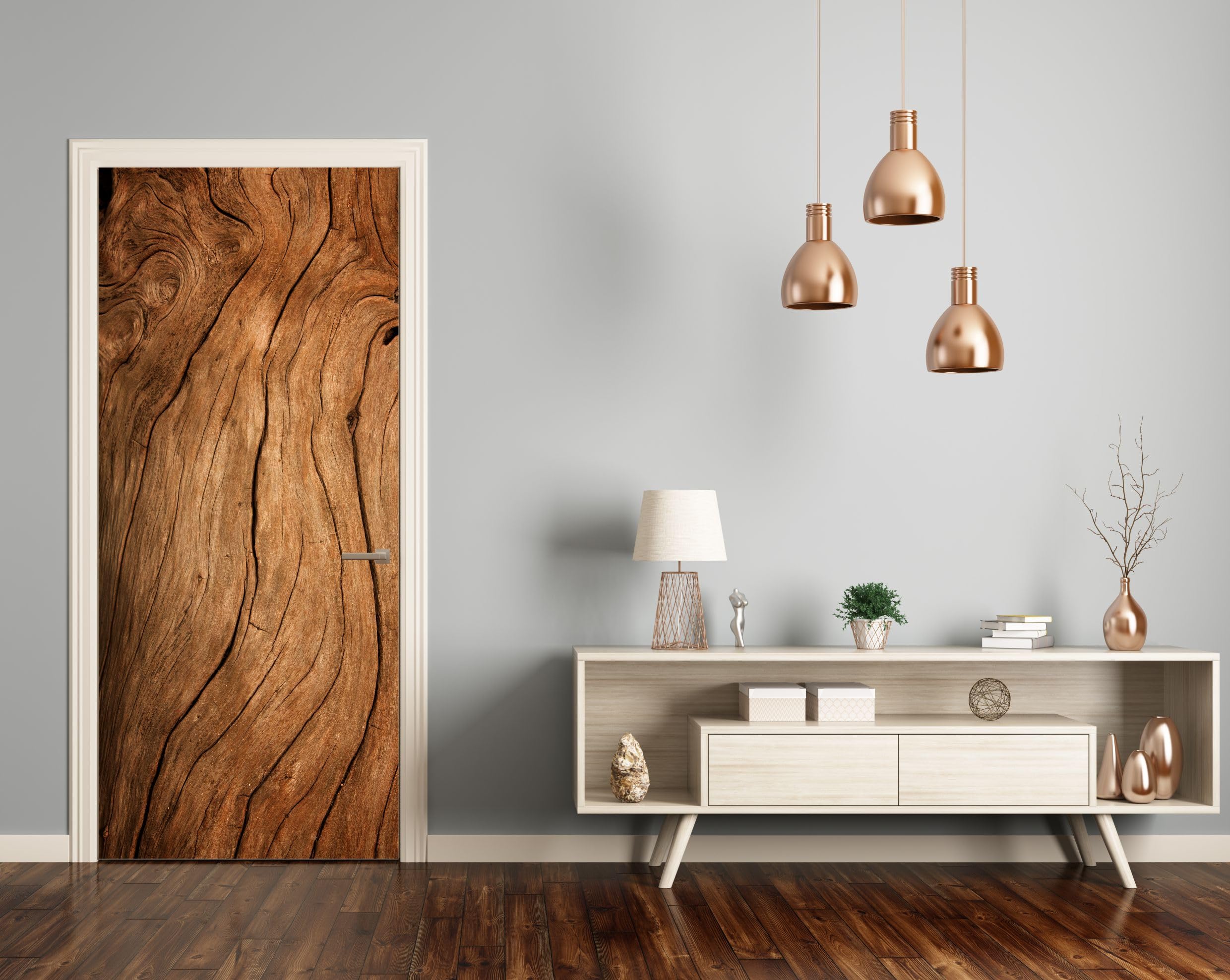 Türwandbild - Selbstklebende Türaufkleber - Wandbilder Aufkleber - Fantasi, Kunst, Leinwand Tapete - Türaufkleber - für Türen, Möbel, Schränke, Spiegel - 95x205cm - Natürliches Holz