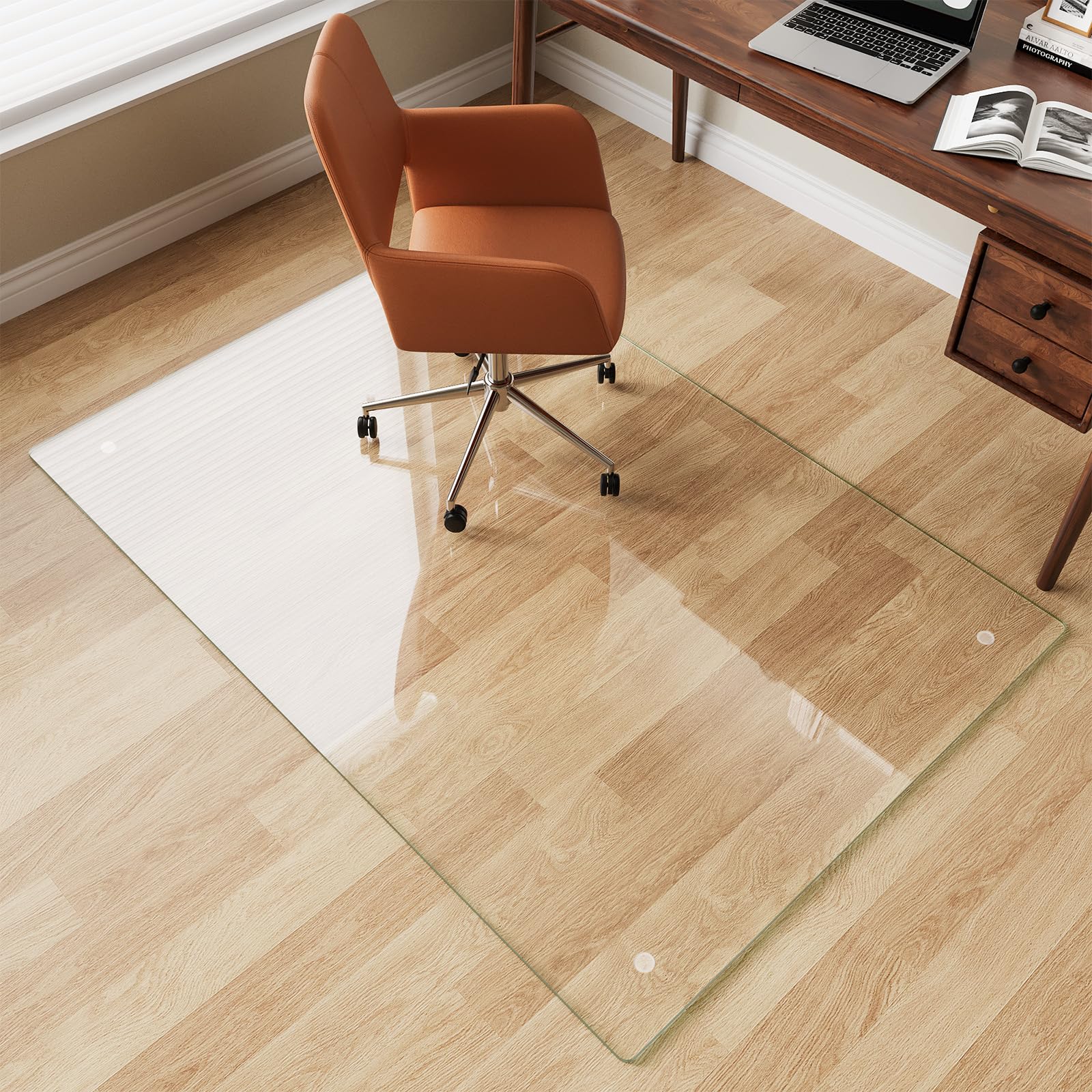 Glass Chair Mat 40 x 60 Heavy Duty Tempered Glass Office Chair Mat Glass Floor Mat with Polished