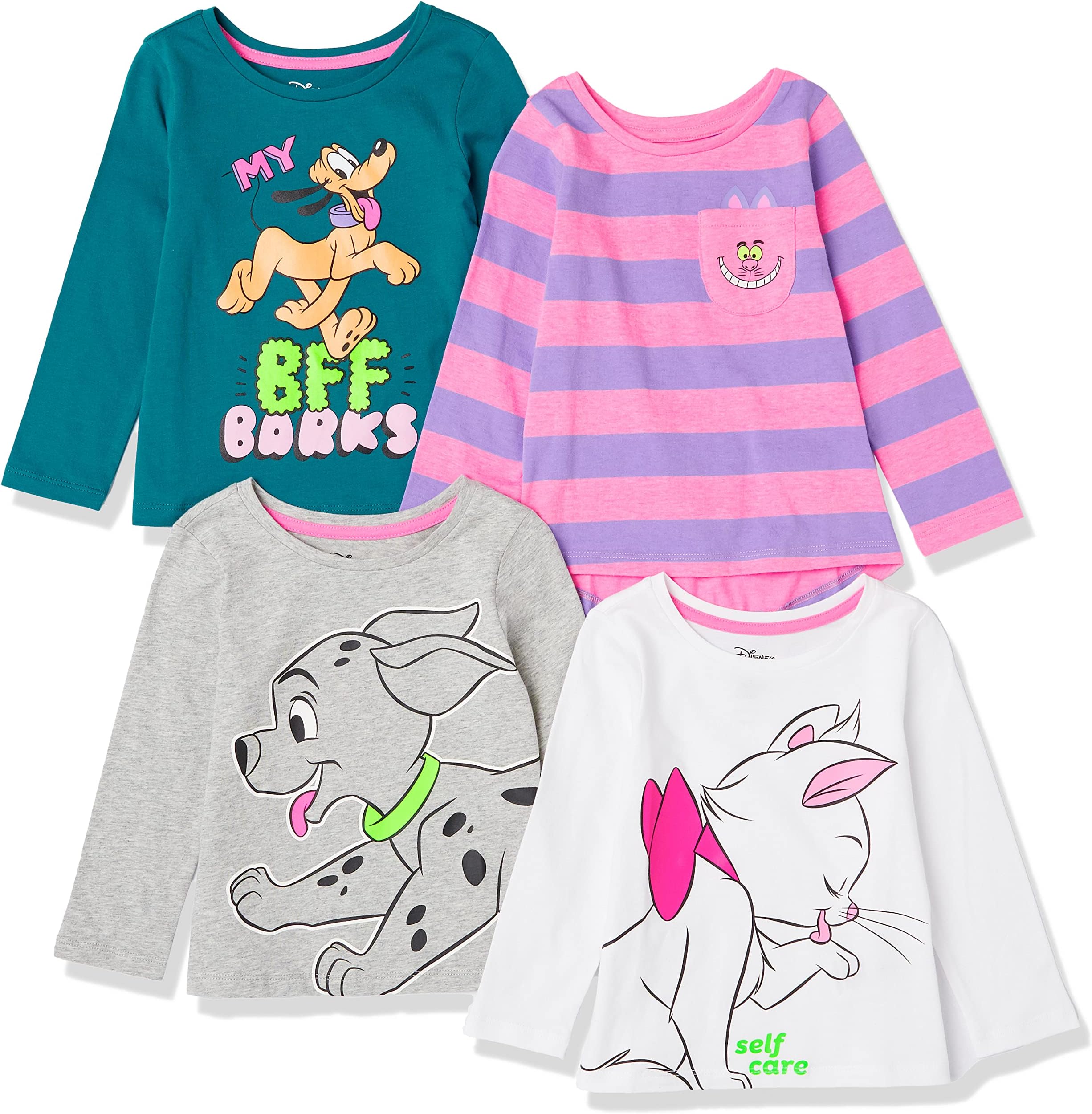 Amazon EssentialsDisney | Marvel | Star Wars Girls and Toddlers' Long-Sleeve T-Shirts (Previously Spotted Zebra), Pack of 4