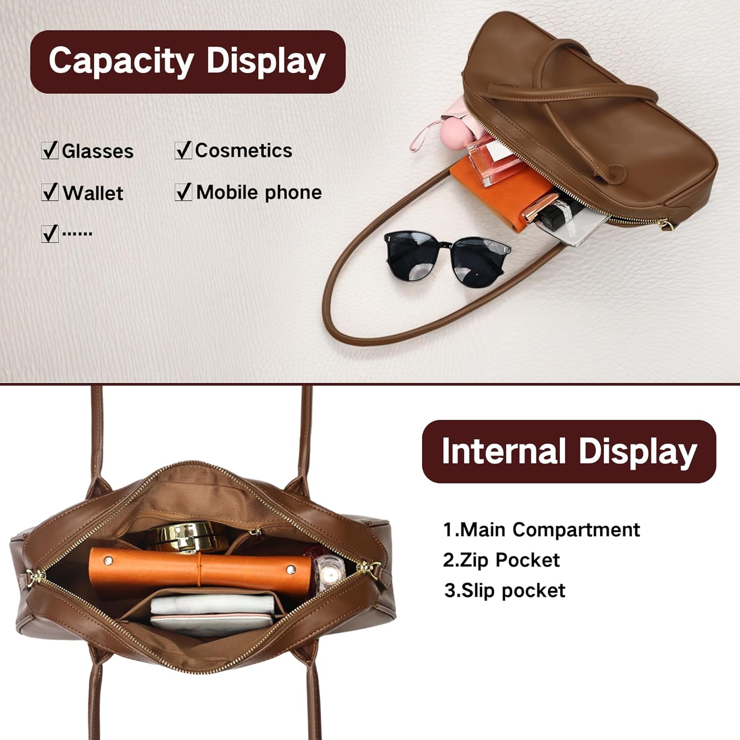 Swing Zip Shoulder Bag Small Purse for Women Vegan Leather Handbags - Image 4