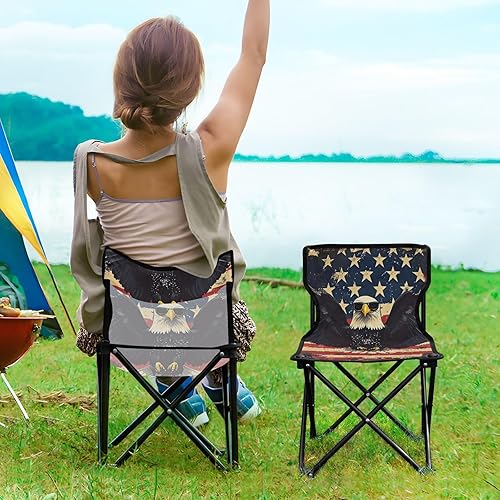 Miniatura 2 de KLL 4th of July Independence Day Black Bird Packable Camping Chairs Ultralight Backpacking Chair Includes Carry Bag Lawn Chair for Picnic Travel