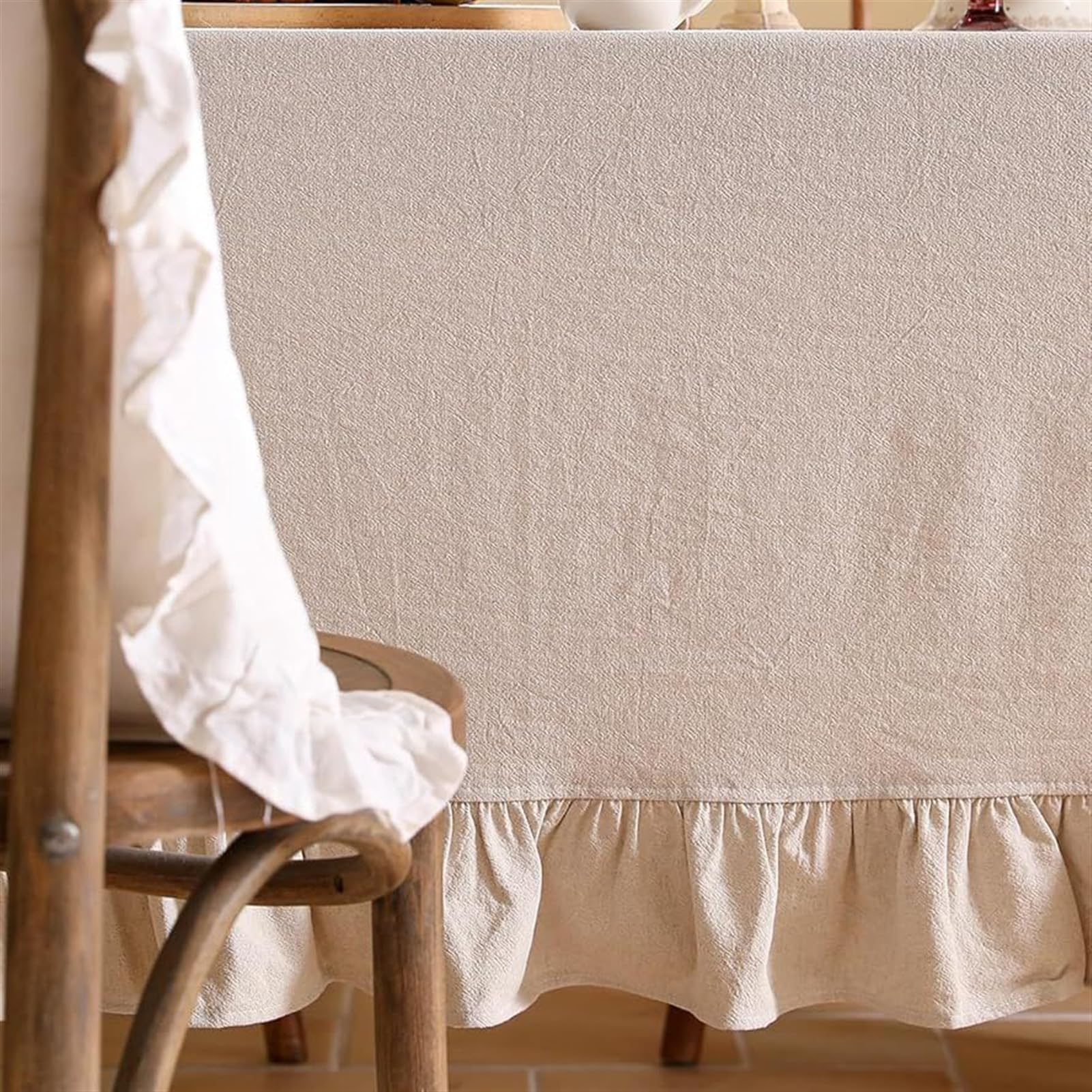 Nappe Automne Rectangulaire Volants, Beige, 140x180cm