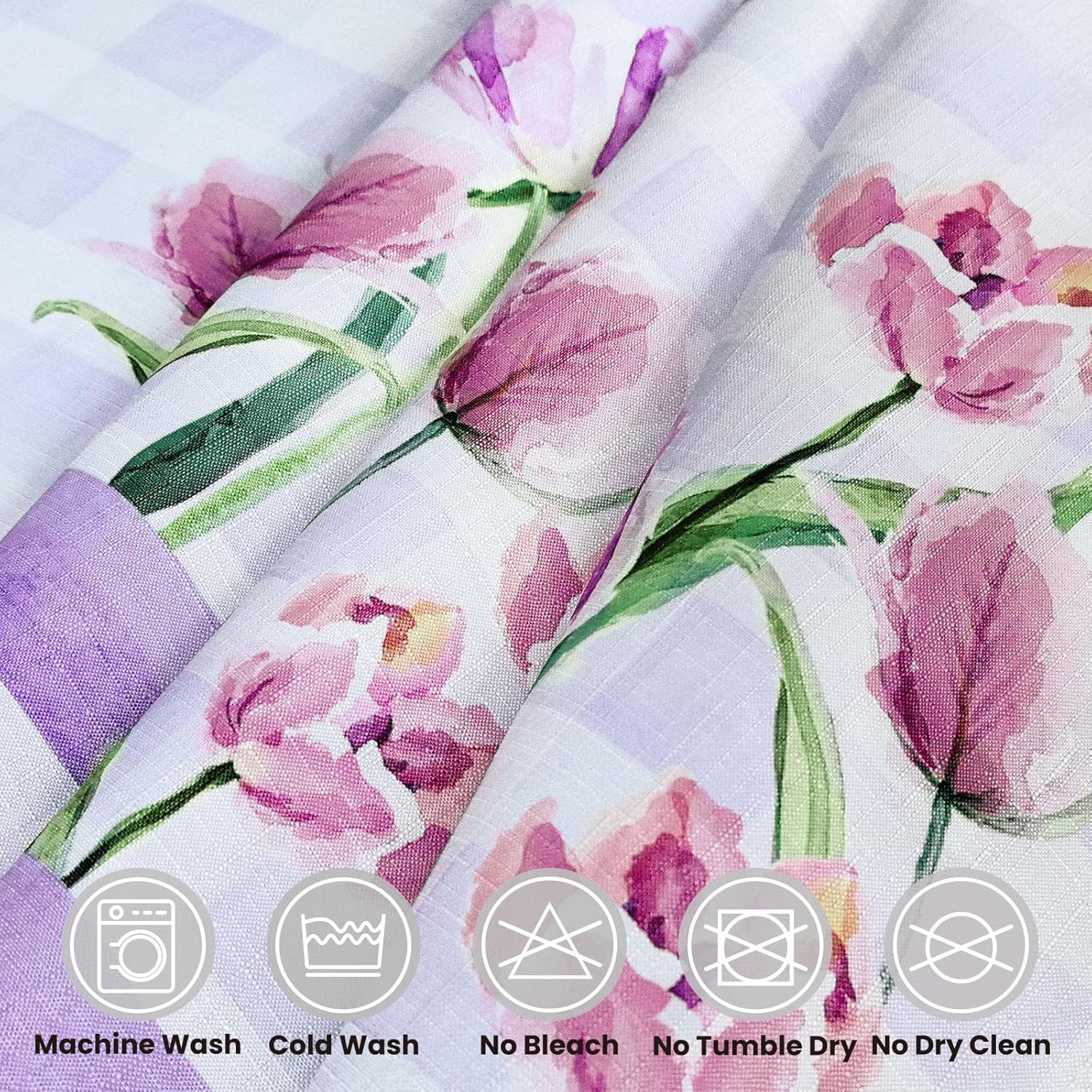 Spring Summer Tablecloth 70x70 Inch Washable Table Cover, Watercolor Wild Flowers Tulip Blooming Floral Table Cover for Party Picnic Dinner Deco (PurpleTulip)
