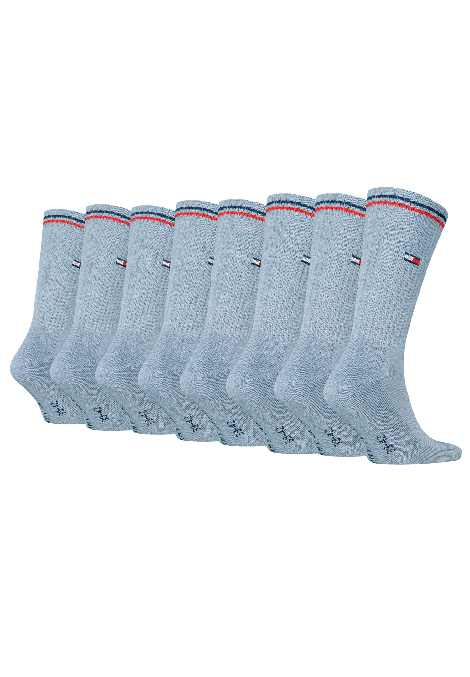Tommy Hilfiger Lifestyle Crew Socken/lange Tennissocken für Damen & Herren 8-er Pack, Farbe:Light Blue Melange, Socken & Strümpfe:43-46