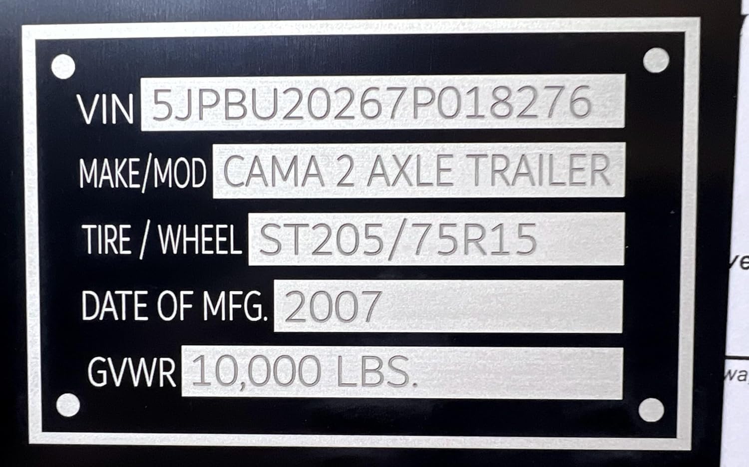 2-4 Day Fast DELIVERY Decal USA Brand Made in The USA NOT China! Custom Engraved with Your Specific INFO ID Data Plate VIN Number TAG NAMEPLATE Placard. Message ME Your INFO. Rivets (4) Included