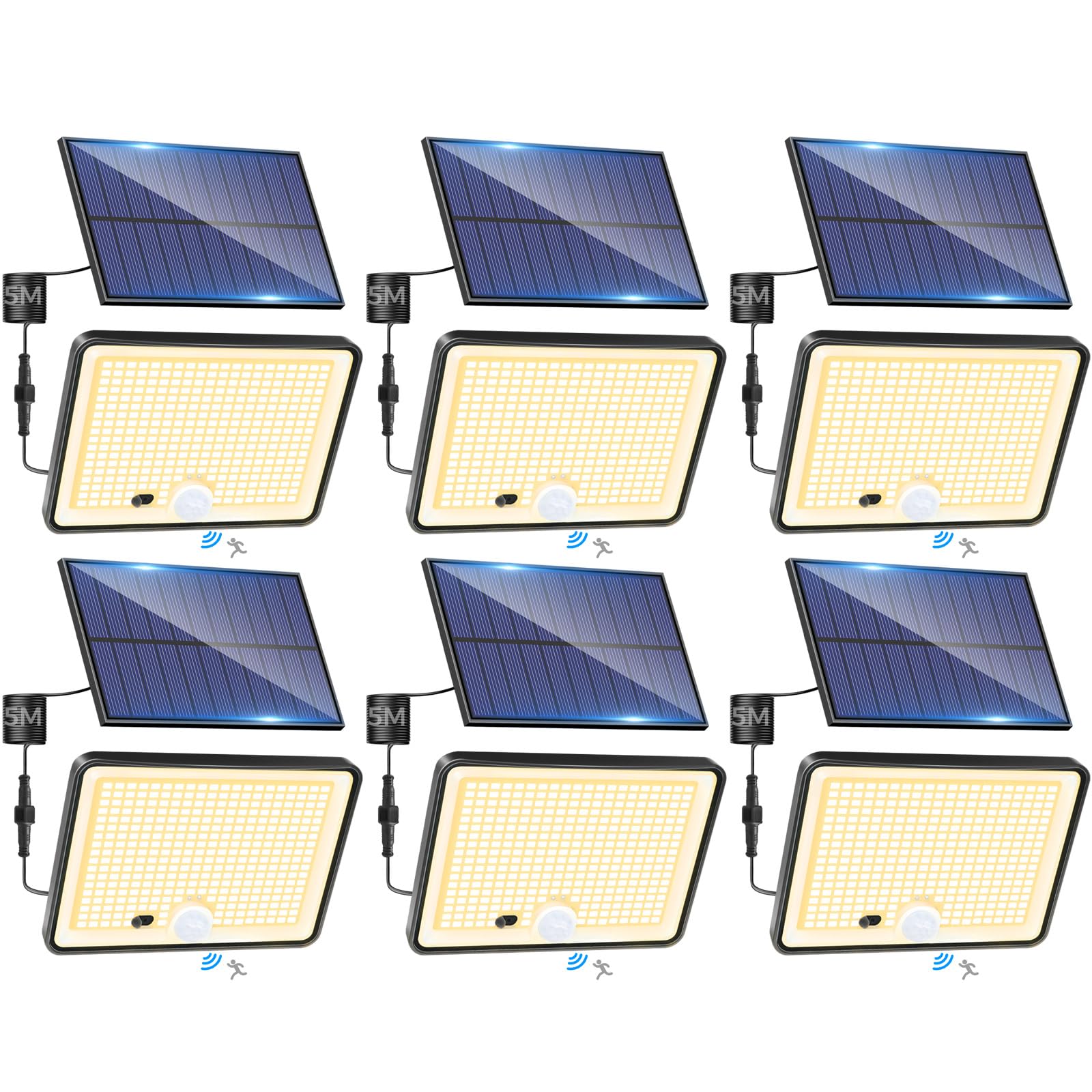 LOTMOS 6 Stück Solarlampen für Außen mit Bewegungsmelder, LED Aussenleuchte Solar IP65 Wasserdicht Solarleuchte 3 Modi Strahler mit Fernbedienung, Solar Lampe Outdoor für Garten Garage Aussen