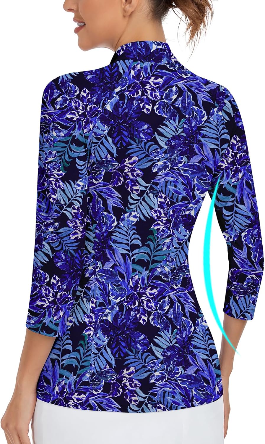 WOWENY Women's 3/4 Sleeve Athletic Golf Shirts Quarter Zip Pullover Collared T-Shirt Workout Print Tennis Top - Image 2