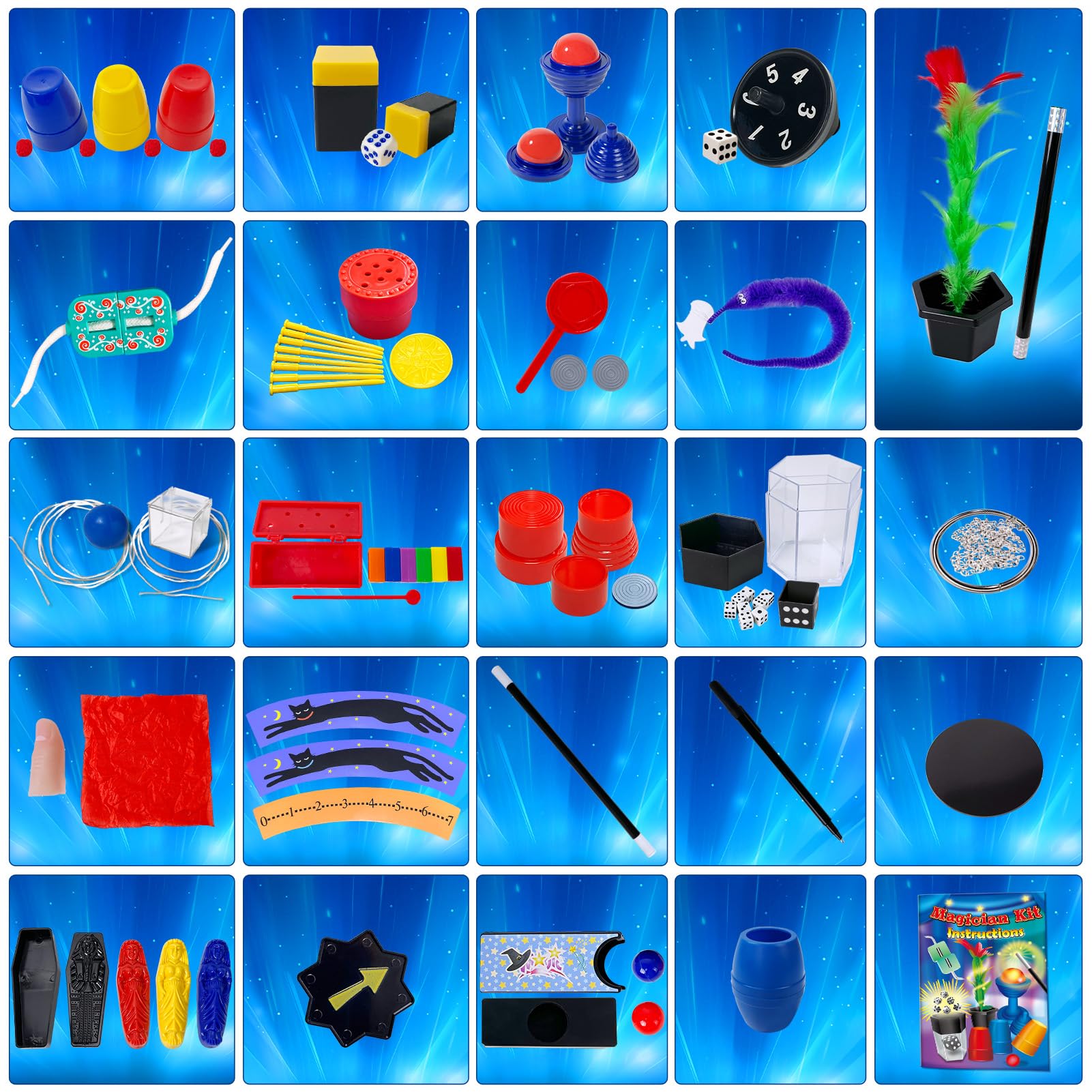 PATIFEED Magic Kit, 60 Magic Tricks for Kids Age 6-8, Magic Set with Instructions, Gift Toys for Kids Ages 6 7 8 9 10 11 12 Year Old