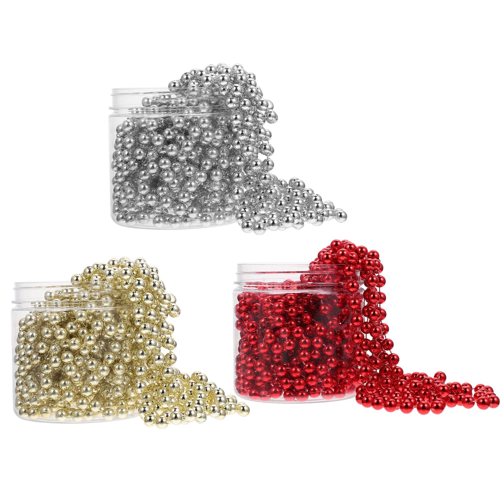 POPETPOP Catena di Perline Natalizie da 8m in Abs per Decorazioni Festive da Interno, Confezione da 3 Pezzi per Atmosfera Accogliente a Feste e Festività