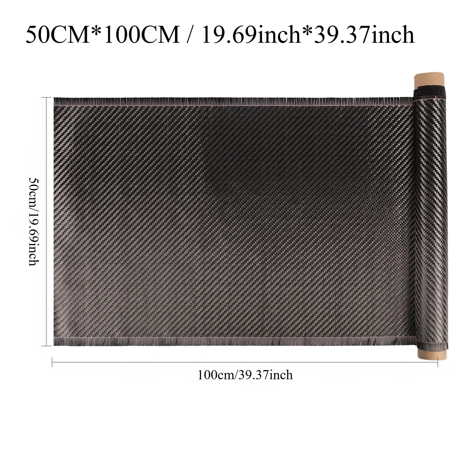 Carbon Fiber Fabric 50cm x 100cm 2x2 Twill Weave 3K 200g Lightweight Black Cloth for Car Parts Boat Models and More
