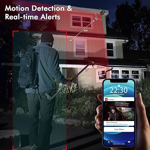 Miniatura 5 de GOAOFOEOI Cámaras de seguridad para el hogar 1080P con cable, paquete de 2 cámaras de metal para exteriores para seguridad del hogar con alerta de