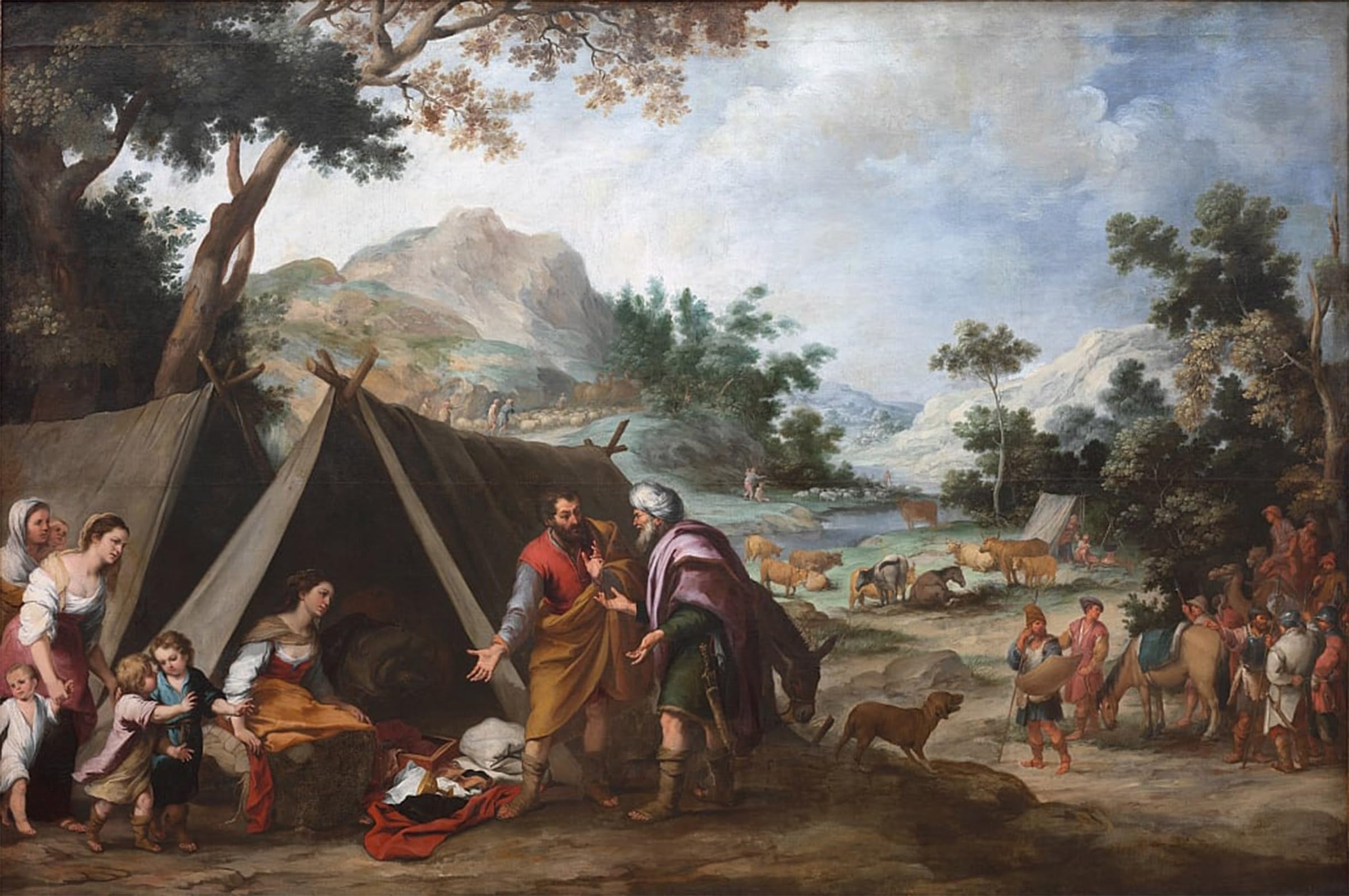 Lienzo de Murillo Labán en busca de sus dioses para decorar salones elegantes de 60x90 5