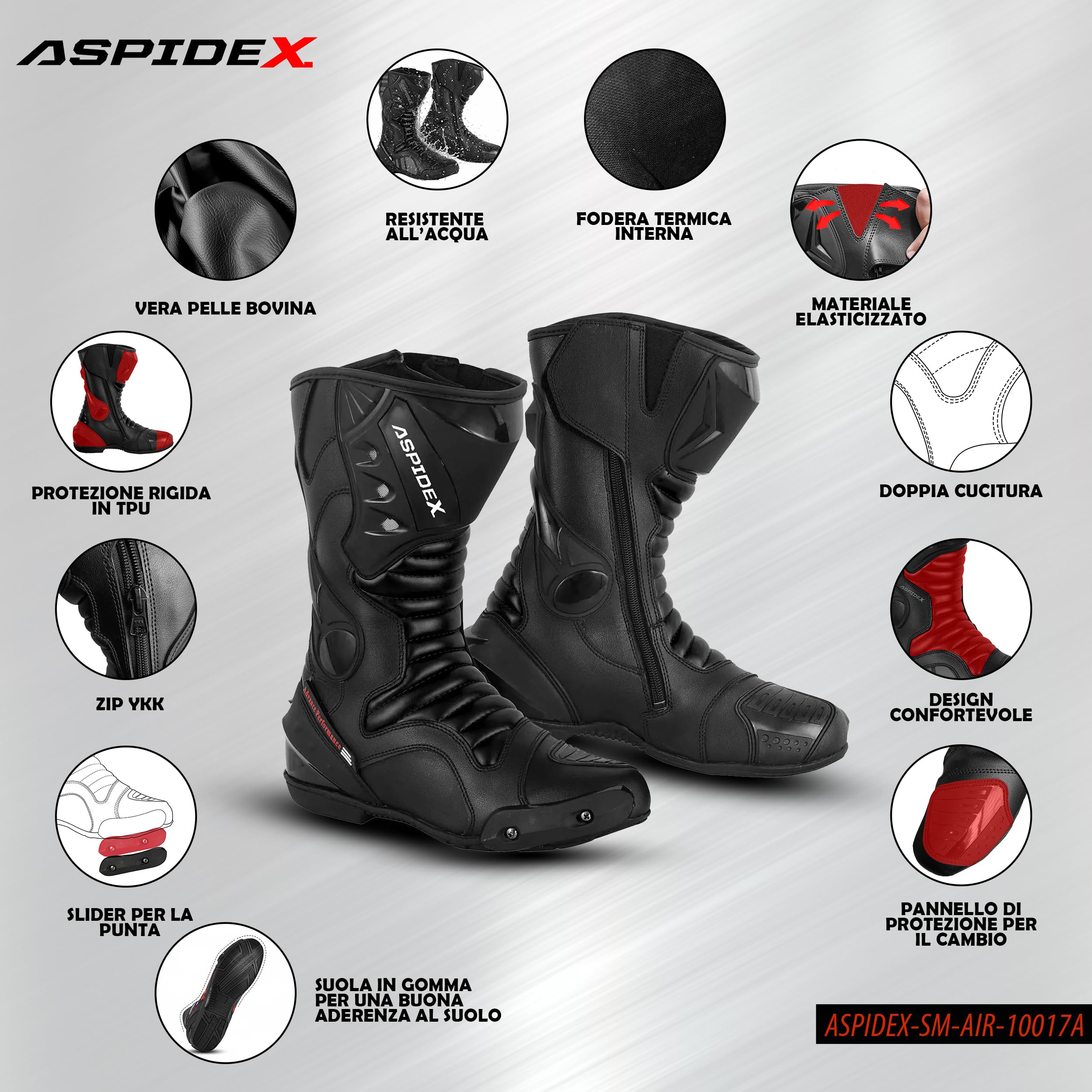 Stivali da corsa per moto da uomo Scarpe impermeabili lunghe in pelle da moto