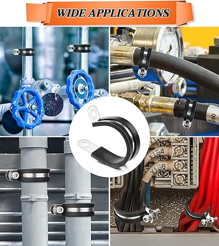 Miniatura 7 de Juego surtido de 60 abrazaderas de cable, abrazaderas de manguera de goma de acero inoxidable, abrazaderas de manguera, abrazadera de metal,