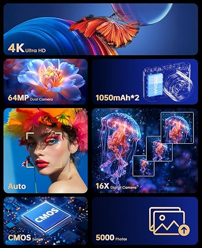 Miniatura 2 de Cámara digital 4K para fotografía  Cámara de videoblogs de enfoque automático de 64 MP para YouTube con doble lente  Zoom digital 16X Anti Shake