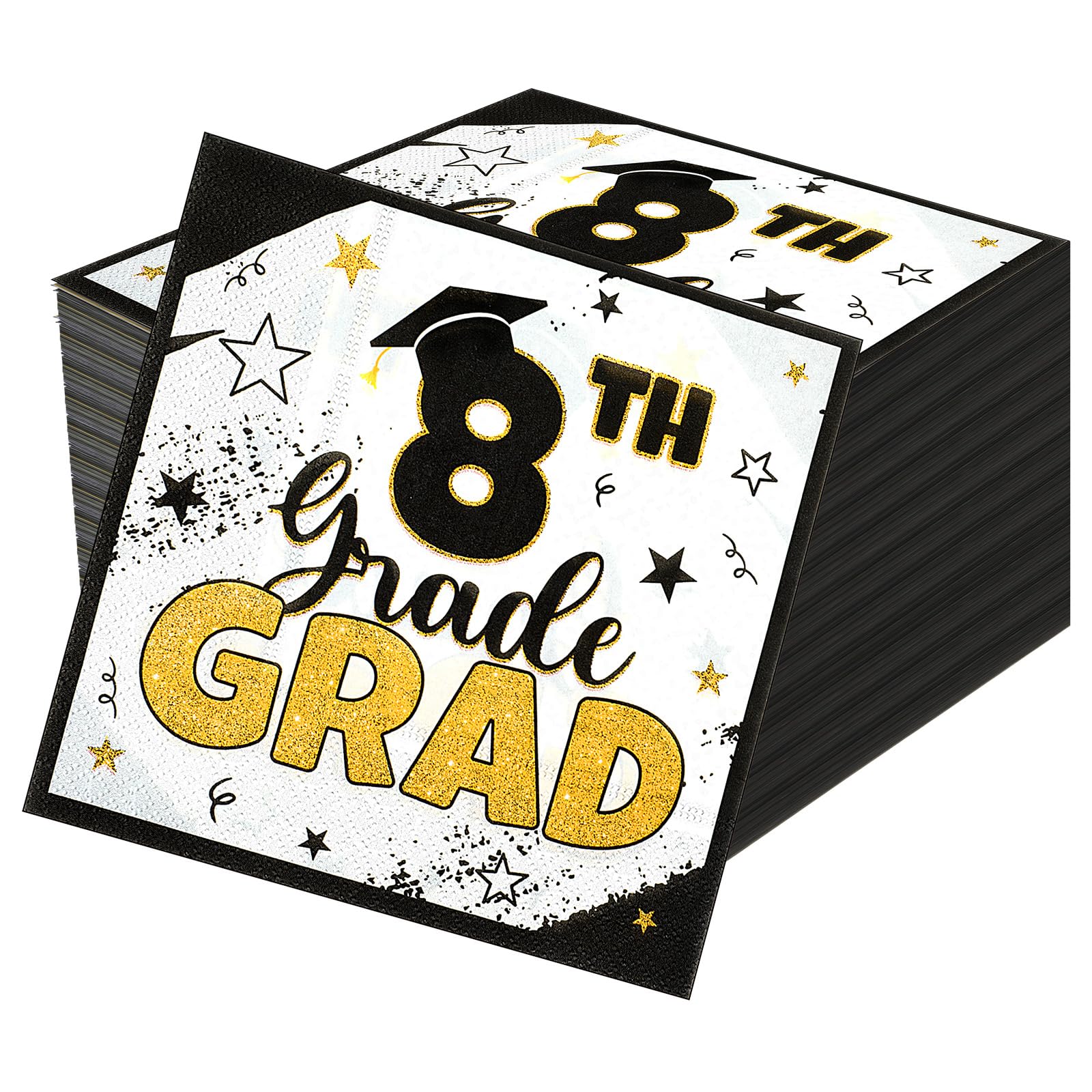 Jingmore 50 Pcs 8th Grade Graduation Napkins 2025 Grad Party Paper Napkins Supplies Disposable Grad Paper Napkin for Eighth Grade Graduation Party