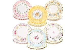 Sparkle and Bash 48-Pack Disposable Floral Paper Plates for Lively Celebrations
