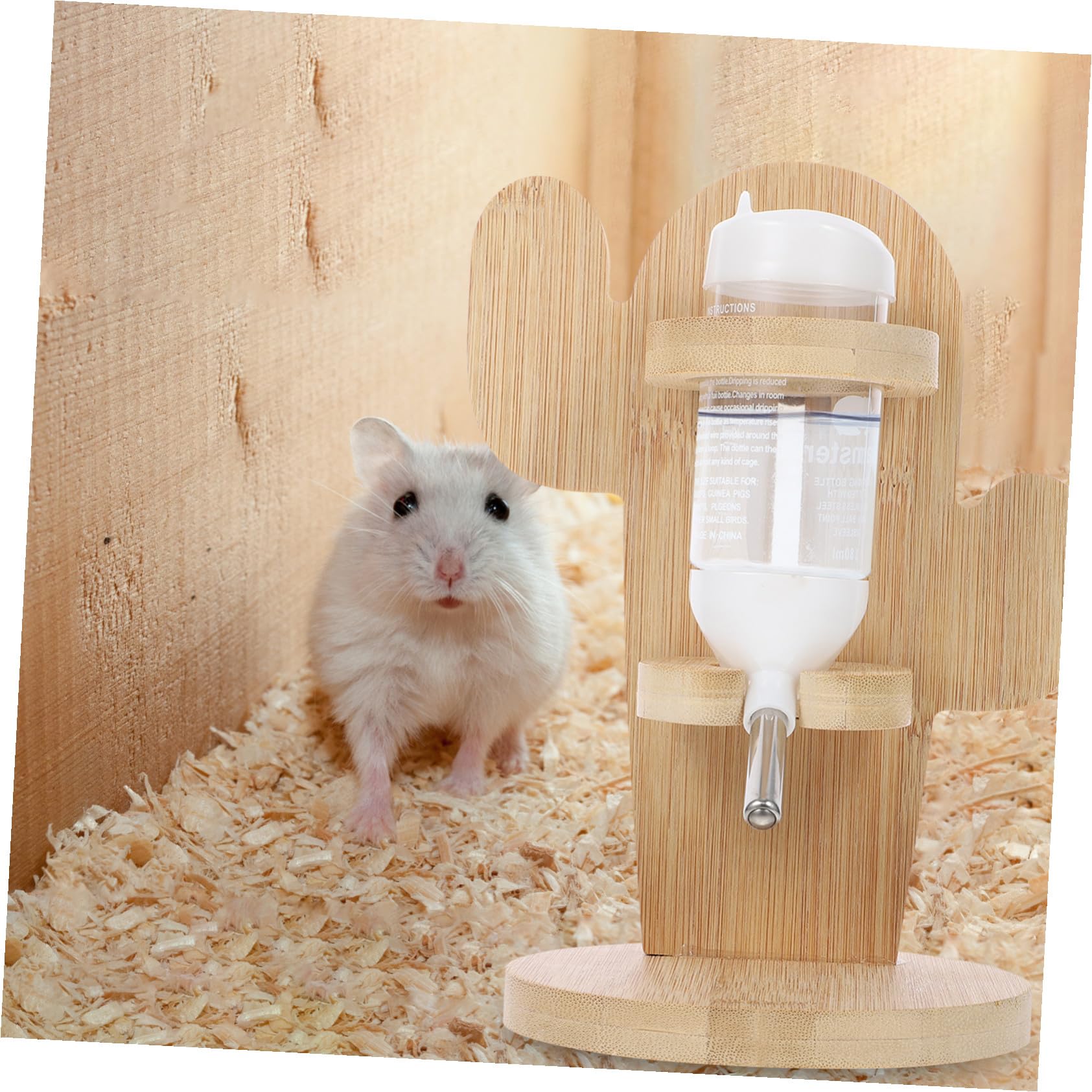 FRCOLOR Support D'abreuvoir Vertical en Bois et Plastique Bouteille d'eau Transparente Design Pratique et Anti-Fuite et Couleur Aléatoire pour Chinchillas et Petits Animaux pour Cages