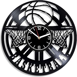 Kovides Basketball Vinyl Record Wall Clock Basketball Gift Basketball Vinyl Clock Gift for Men Basketball Wall Clock Modern Basketball Clock Basketball Wall Art Sport Home Decor 12 inch Wall Clock