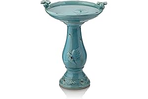 Alpine Corporation 25" Tall Outdoor Ceramic Antique Pedestal Birdbath