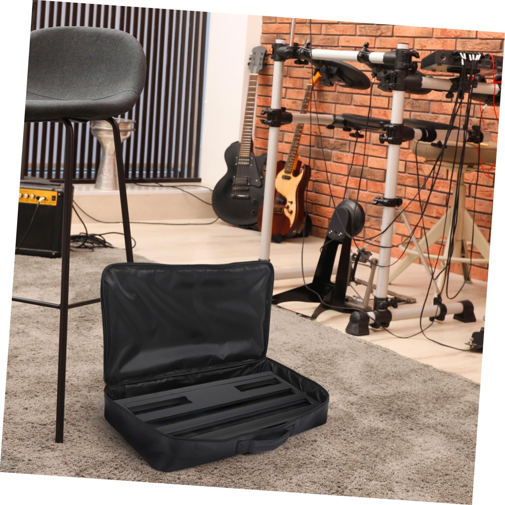 Effektboard Tragetasche aus Strapazierfähigem Nylon mit Reißverschluss Pedalboard Aufbewahrungstasche für Gitarren Effektpedale Schwarz Komfortabler Griff für Musiker und