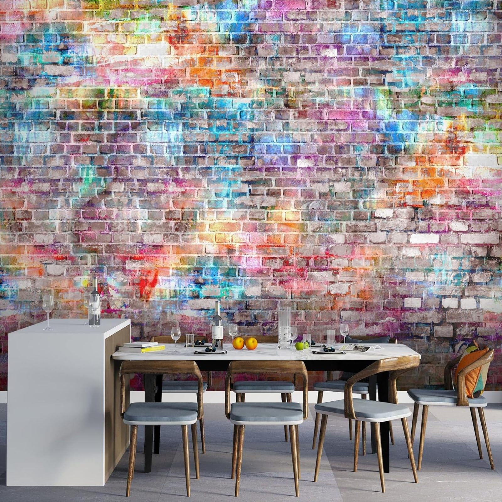Carta da parati fotografica effetto muro di mattoni 3D, moderna, in tessuto non tessuto, per soggiorno e camera da letto - Marrone, 430 cm x 300 cm, adesivo da parete - sfondo - pittura - poster