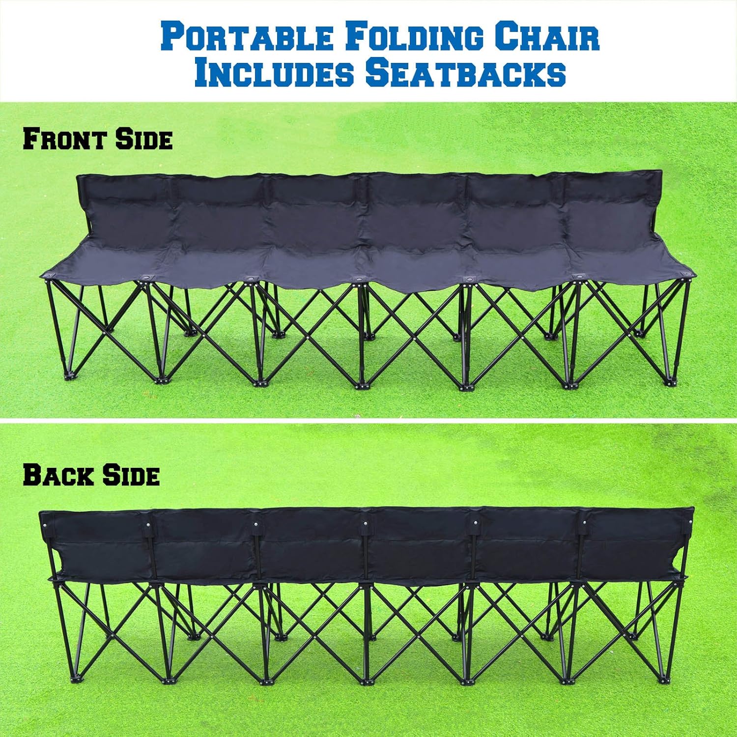 BenefitUSA Folding Team Sport Sideline Bench 6 Seater with Carry Bag