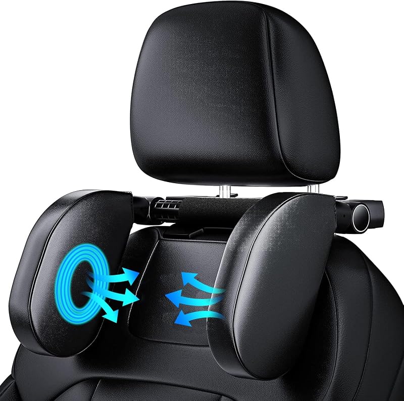 Aipwerer Repose Tete Voiture, Cale Tete Enfant Voiture, Maintien Cale-Têtes pour Sièges Auto de Voyage avec Mousse à Mémoire, Idéal pour Dormir Dans la Voiture (Noir, A05 PVC)